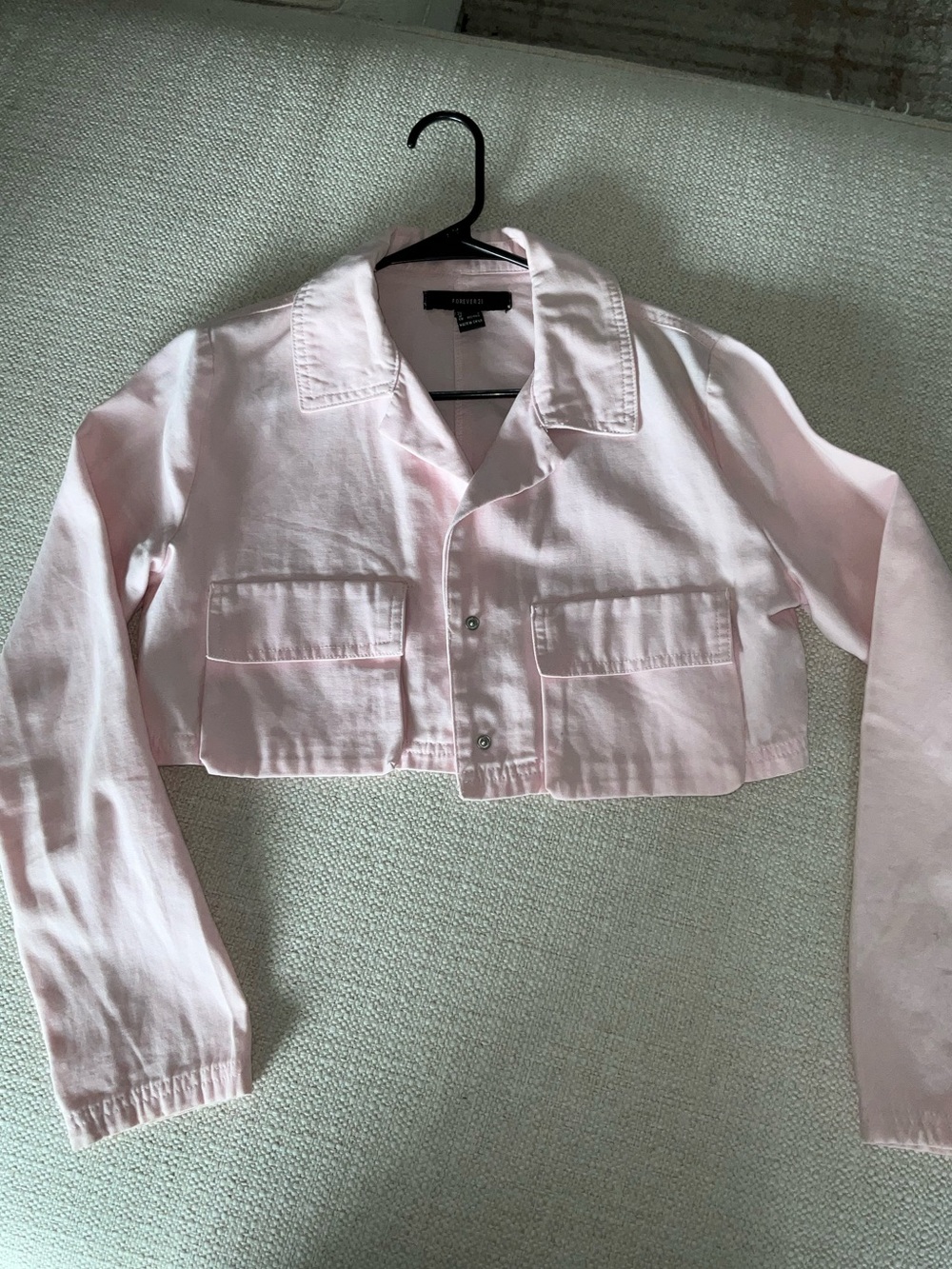 Light Pink Cropped Denim Jacket